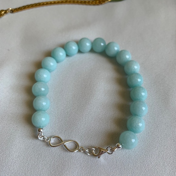 Tiffany Blue, Sky Quartz Sterling Silver Infinity Bracelet - Picture 2 of 5
